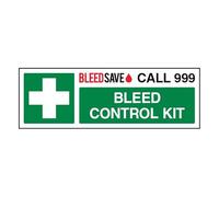 Bleedsave Bleed Control Kit - Call 999 - Landscape 300 x 100 mm - 1mm Rigid Plastic Safety Sign