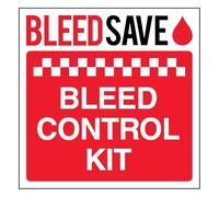 Bleedsave Bleed Control Kit - Square 200 x 200 mm - Self Adhesive Vinyl Safety Sign