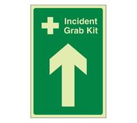 Bleedsave Incident Grab Kit Arrow Up 200 x 300 mm - Glow In The Dark 1mm Rigid Plastic Safety Sign
