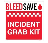 Bleedsave Incident Grab Kit - Square 200 x 200 mm - Face Adhesive Window Sticker Safety Sign