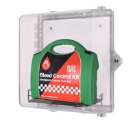 Bleedsave Large Clear Cabinet with Basic Hard Case Bleed Control Kit & Tourniquet - Workplace & Public Emergency Use