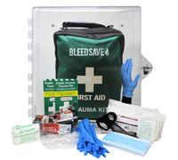 Bleedsave Large Clear Cabinet with Soft Case Public Access Trauma (Pact) First Aid Kit - 2 Tourniquets, Wall Mounted Emergency Kit