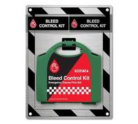 BLEEDSAVE Premium Basic Bleed Control Point - First Aid Kit with Tourniquet - 1 Unit Wall Mounted - School and Workplace - Silver - 500 x 400 x 70mm