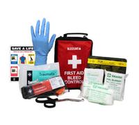 BLEEDSAVE Public Access Community Bleed Control Kit - Compact Emergency Trauma Pack with Code Red Tourniquet, Vented Chest Seal, Trauma Dressing & CPR Shield, 80 × 140 × 200 mm Grab Bag