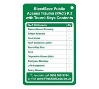 BLEEDSAVE Public Access Trauma Kit Inspection Tag Pack (Tourni-Key) - 2 Tags + Tamper Ties | Pre-Printed Pact Kit Checklist | 130×85 mm