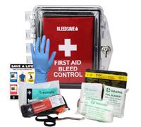 Bleedsave Small Clear Cabinet with Public Access Pact Emergency Bleed Control Kit - Community & Workplace Use