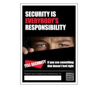 Bleedsave Tell Security Poster - Security Is Everybody's Responsibility 420 x 594 mm (A2) - Standard 0.2mm Flexi-Plastic