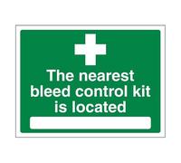 Bleedsave The Nearest Bleed Control Kit Is Located 200 x 150 mm - 1mm Rigid Plastic Safety Sign
