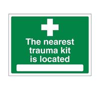 Bleedsave The Nearest Trauma Kit is Located 200 x 150 mm - Self Adhesive Vinyl Safety Sign