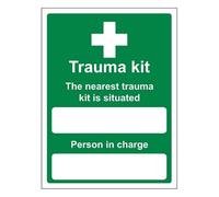 Bleedsave The Nearest Trauma Kit Is Situated - Portrait 150 x 200 mm - Self Adhesive Vinyl Safety Sign