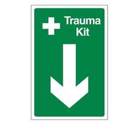 Bleedsave Trauma Kit Arrow Down 300 x 400 mm - 3mm Brushed Aluminium Composite Safety Sign