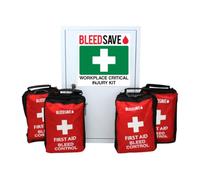 BLEEDSAVE Workplace Critical Injury Kit Cabinet with 4 x Critical Injury Kits