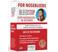 BleedStop First Aid for Blood Clotting, Trauma Kit, Blood Thinner Patients, Camping Safety, and Survival Equipment for Moderate to Severe Bleeding Wounds or Nosebleeds - (pack of 4), 18g