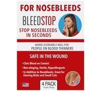 BleedStop™ First Aid Powder Strip for Blood Clotting, Trauma Kit, Blood Thinner Patients, Camping Safety, and Survival Equipment for Moderate to Severe Bleeding Wounds or Nosebleeds - 18g (Pack of 4)