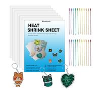 Bleidruck 50 Pieces Shrink Plastic Sheet Kit Include 30 Pieces 8x5.7 inch Shrink Plastic Sheets with 20 Pieces Ball Chains for DIY Creative Craft