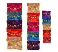 Bleiou 15 Pcs Jewelry Silk Purse Pouch Brocade Gift Bags Mix Colors(Small&Medium&Large)