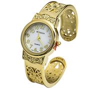 Blekon Collections Japanese Quartz Women's 28mm Case Elegantly Designed Cuff Bangle Watch, Gold, Small, Elegant