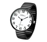 Blekon Collections New Super Large Face Stretch Band Japanese Movement PC21J Fashion Watch (Black)