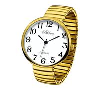 Blekon Collections New Super Large Face Stretch Band Japanese Movement PC21J Fashion Watch (Gold)