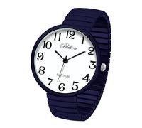 Blekon Collections New Super Large Face Stretch Band Japanese Movement PC21J Fashion Watch, Navy-Blue, M, Big face
