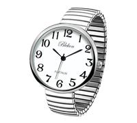 Blekon Collections New Super Large Face Stretch Band Japanese Movement PC21J Fashion Watch, Silver, M, Big face