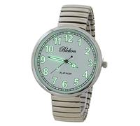 Blekon Collections New Super Large Face Stretch Band Luminous Hands and Numbers Dial Japanese Movement PC21J Fashion Watch, Silver/LUMINOUS