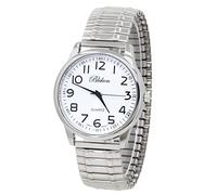 Blekon Collections Unisex Large Face Easy to Read 40mm Case Japanese Quartz Movement Stretch Band Watch (Silver), (Silver), L, Quartz Movement