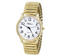Blekon Collections Unisex Large Face Easy to Read 40mm Case Japanese Quartz Movement Stretch Band Watch, Gold, Quartz Movement