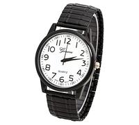 Blekon Collections Unisex Large Face Easy to Read 40mm Case Japanese Quartz Movement Stretch Band Watch, (Black), Large, Quartz Movement