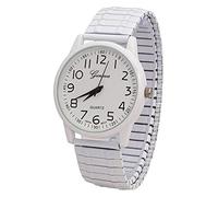 Blekon Collections Unisex Large Face Easy to Read 40mm Case Japanese Quartz Movement Stretch Band Watch…, White, Large, Large Face