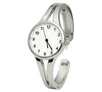 Blekon Collections Womens 28mm Case Large Size Glossy Semi-Cuff Bangle Watch, Silver