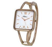 Blekon Collections Womens 30mm Square Elegant Metal Cuff Bangle Fashion Watch, Rose Gold, Japanese