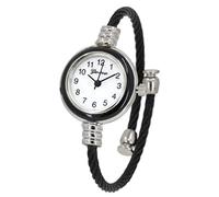 Blekon Collections Women's Cuff Watch - Round Analog Display Arabic Numbers 23mm Case Wire Bracelet Watch for Women Elegant Cable Cuff Bangle Wrist Watch, Silver/Black 1, Casual, Classic, Elegant