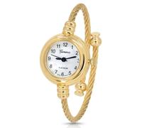 Blekon Collections Women's Cuff Watch - Round Analog Display Arabic Numbers 23mm Case Wire Bracelet Watch for Women Elegant Cable Cuff Bangle Wrist Watch, Gold, Casual, Classic, Elegant, Women’s,