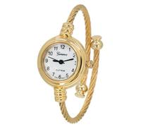 Blekon Collections Women's Cuff Watch - Round Analog Display Arabic Numbers 23mm Case Wire Bracelet Watch for Women Elegant Cable Cuff Bangle Wrist Watch, Gold, Casual, Classic, Elegant, Women’s,