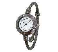 Blekon Collections Women's Cuff Watch,Round Analog Display Arabic Numbers 23mm Case Wire Bracelet Watch for Women Elegant Cable Cuff Bangle Wrist Watch, Gunmetal, Casual, Classic, Women’s, Unique