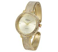Blekon Collections Women's Fashion Watch - 32mm Rhinestone Bezel & Semi Cuff Bangle - A Stylish Timepiece Infused with Radiant Elegance, Perfect for Effortless Fashion and Glamorous Sophistication