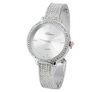 Blekon Collections Women's Fashion Watch - 32mm Rhinestone Bezel & Semi Cuff Bangle - A Stylish Timepiece Infused with Radiant Elegance, Perfect for Effortless Fashion and Glamorous Sophistication
