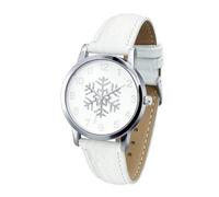 Blekon Collections Women's Quartz 36mm Case Christmas-Themed Leather Two Piece Strap Watch, Silver/Snowflake, Casual, Classic, Elegant, Women’s, Unique