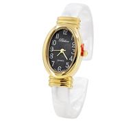 Blekon Collections Women's Round, Oval, Rectangle Case Shapes Acrylic Tortoise Shell Color Design Cuff Bangle Watch, Gold/Black/WhitePearl/Oval, Casual, Classic, Elegant, Women's, Unique