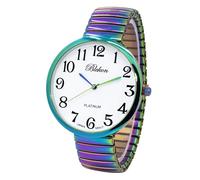 Blekon Japanese Quartz Women's Analog Watch with Metal Strap 15304, Iridescent, M, Big Face