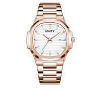 Blekon Original Luxury Men's Bracelet Watch - Classic Square Dial Analog Quartz Wristwatch with Date, Luminous Hands & Markers, Business & Casual Timepiece, White/Rose-Gold, fashion watch men, elegant