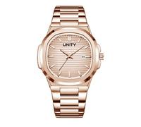 Blekon Original Luxury Men's Bracelet Watch - Classic Square Dial Analog Quartz Wristwatch with Date, Luminous Hands & Markers, Business & Casual Timepiece, Rose-Gold/Rose-Gold, fashion watch men