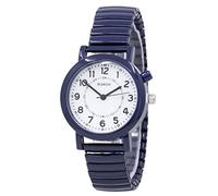 Blekon Women's Light Up Dial Watch, Analog Display, 33mm Metal Case, Push Button, Glossy Expansion Band, White, Navy, Analog Watch