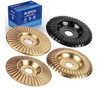 BLEKOO 4PC Angle Grinder Wood Carving Disc Set, 4" & 4 1/2" Compatible, 5/8" Arbor, Wood Shaper & Stump Grinder Teeth