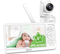 Blemil BabyMonitor with Camera and Audio, 6'' IPS Screen Baby Camera Monitor No WiFi, 30-Hrs Battery, ECO, Night Vision,2-Way Talk, Travel Video Baby Monitor Portable