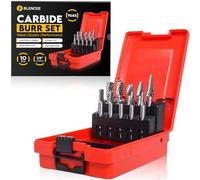 BLENCEE 10Pcs Tungsten Carbide Burr Set - 1/4" Shank Double Cut Die Grinder Bits Cutting Burrs for Metal, Steel - Rotary Tools Rasp Accessories - Deburring, Engraving, Grinding, Carving, Porting