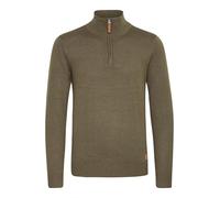 BLEND Robin Men's Jumper Knit Pullover with Button Border/Half-Zip with Funnel Neck with Zipper, Size:M, Colour:Burnt Olive (77011)