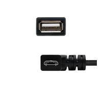 Blendend Angled USB 2.0 OTG Cable, Micro B/M to A/H connector, in black, measures 15 cm, ideal for connections between mobile devices and peripherals such as keyboards or USB sticks.