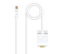 Blendend Mini DisplayPort to VGA Converter Cable - White - 3m - Ideal for Connecting Devices with Mini DP Output to VGA Displays - Durable and Practical for Presentation